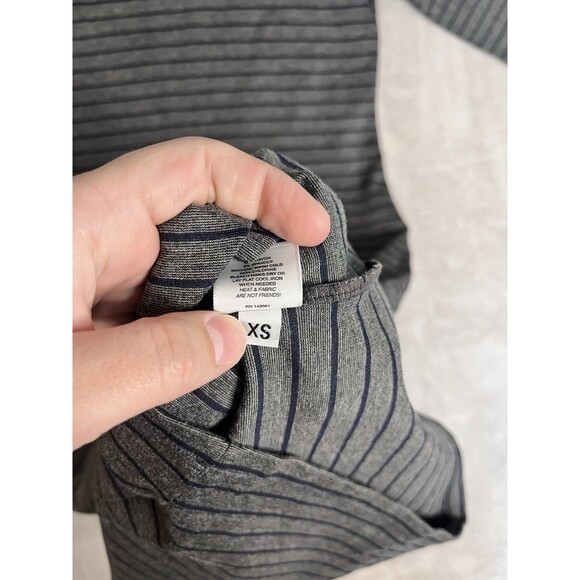 Sonnet James A Play Dress Women's Size XS Gray Black Striped Long Sleeve Stretch - Picture 12 of 15